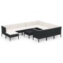 Set Divani da Giardino 12 pz con Cuscini in Polyrattan Nero