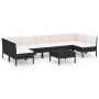 Set Divani da Giardino 8 pz con Cuscini in Polyrattan Nero