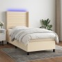 Letto a Molle con Materasso e LED Crema 90x200 cm in Tessuto