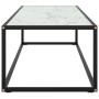 Tavolino da Salotto Nero con Vetro Marmo Bianco 120x50x35 cm