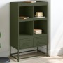 Credenza Verde Oliva 68,5x39x111,5 cm Acciaio Laminato a Freddo