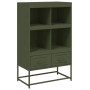 Credenza Verde Oliva 68,5x39x111,5 cm Acciaio Laminato a Freddo