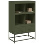 Credenza Verde Oliva 68,5x39x111,5 cm Acciaio Laminato a Freddo