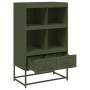 Credenza Verde Oliva 68,5x39x111,5 cm Acciaio Laminato a Freddo