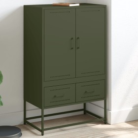 Credenza Verde Oliva 68x39x111,5 cm Acciaio Laminato a Freddo