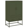 Credenza Verde Oliva 68x39x111,5 cm Acciaio Laminato a Freddo