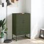 Credenza Verde Oliva 68x39x111,5 cm Acciaio Laminato a Freddo