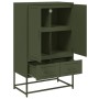 Credenza Verde Oliva 68x39x111,5 cm Acciaio Laminato a Freddo