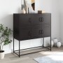 Credenza Nera 100,5x39x107 cm in Acciaio Laminato a Freddo