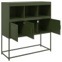 Credenza Verde Oliva 100,5x39x107 cm Acciaio Laminato a Freddo