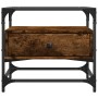 Tavolino con Piano in Vetro Rovere Fumo 50x50x45 cm Acciaio