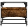 Tavolino con Piano in Vetro Rovere Fumo 50x50x45 cm Acciaio
