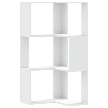 Libreria Angolare 3Ripiani Bianca 50x50x102cm Legno Multistrato