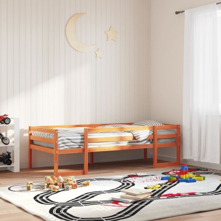 Giroletto Bambini Marrone Cera 75x190 cm Legno Massello di Pino