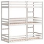 Letto a Castello Triplo Bianco 90x190 cm Legno Massello di Pino