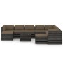 Set Divani da Giardino con Cuscini 11pz Legno Impregnato Grigio