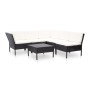 Set Divani da Giardino 6 pz con Cuscini in Polyrattan Nero