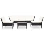 Set Divani da Giardino 6 pz con Cuscini in Polyrattan Nero