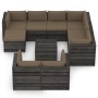 Set Divani da Giardino con Cuscini 10pz Legno Impregnato Grigio