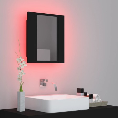 Armadietto a Specchio con Luci LED Nero 40x12x45 cm in Acrilico