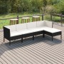 Set Divani da Giardino 5 pz con Cuscini in Polyrattan Nero