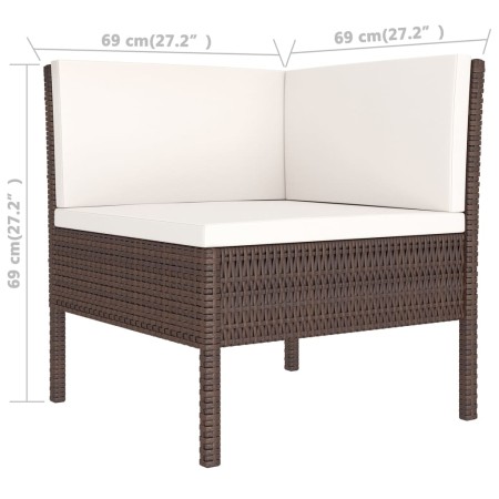 Set Divani da Giardino 12 pz con Cuscini in Polyrattan Marrone