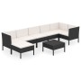 Set Divani da Giardino 8 pz con Cuscini in Polyrattan Nero