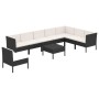 Set Divani da Giardino 9 pz con Cuscini in Polyrattan Nero