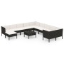 Set Divani da Giardino 12 pz con Cuscini in Polyrattan Nero