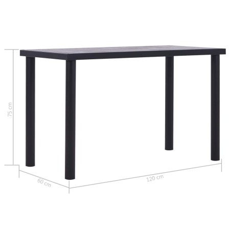 Tavolo da Pranzo Nero e Grigio Cemento 120x60x75 cm in MDF