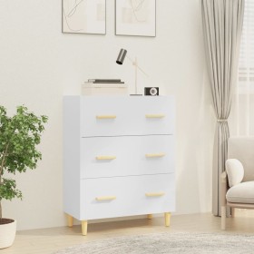 Credenza Bianco Lucido 70x34x90 cm in Legno Multistrato