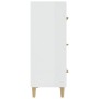 Credenza Bianco Lucido 70x34x90 cm in Legno Multistrato