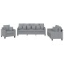 Set Divani 3 pz con Cuscini Grigio Chiaro in Tessuto