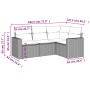 Set Divano da Giardino 4pz con Cuscini Grigio Chiaro Polyrattan