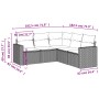 Set Divano da Giardino 5pz con Cuscini Grigio Chiaro Polyrattan