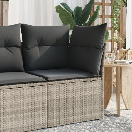 Divano Angolare Giardino con Cuscini Grigio Chiaro Polyrattan