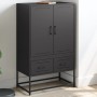 Credenza Nera 68x39x111,5 cm Acciaio Laminato a Freddo