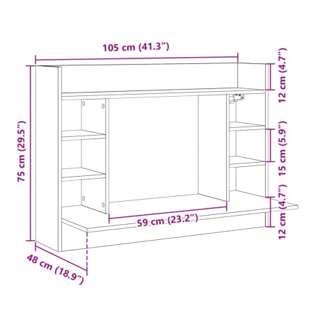 Scrivania a Parete Rovere Marrone 105x48x75cm Legno Multistrato