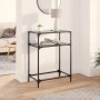 Tavolino Consolle con Piano in Vetro Nero 60x35x81cm in Acciaio