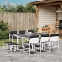 Set da Pranzo da Giardino 11 pz con Cuscini Bianco in Textilene