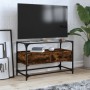 Mobile TV Piano Vetro Rovere Fumo 80x35x51cm Legno Multistrato