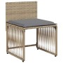 Set da Pranzo da Giardino 7 pz con Cuscini Beige in Polyrattan