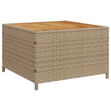 Divano da Giardino con Tavolo e Cuscini a L Beige in Polyrattan