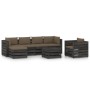 Set Divani da Giardino con Cuscini 7 pz Legno Impregnato Grigio