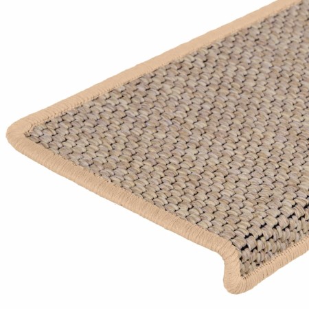 Tappeti Adesivi Scale Aspetto Sisal 15pz 65x21x4cm Beige Chiaro