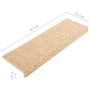 Tappeti Adesivi Scale Aspetto Sisal 15pz 65x21x4cm Beige Chiaro