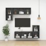 Mobile TV Parete Grigio Lucido 37x37x142,5cm Legno Multistrato