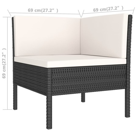 Set Divani da Giardino 5 pz con Cuscini in Polyrattan Nero