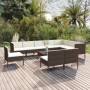 Set Divani da Giardino 11 pz con Cuscini in Polyrattan Marrone