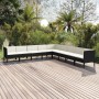 Set Divani da Giardino 9 pz con Cuscini in Polyrattan Nero